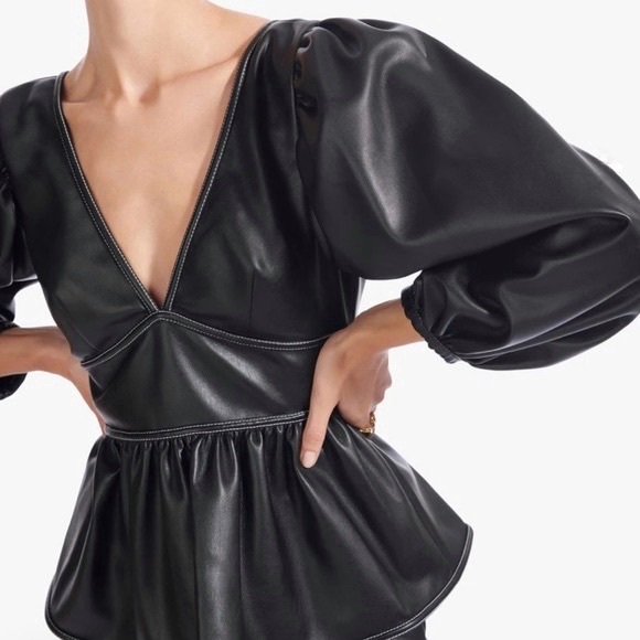 STAUD Tops - Staud Faux Leather Luna Top